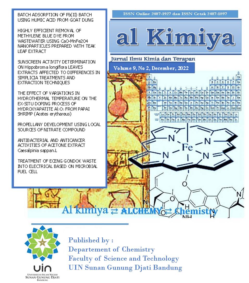 al Kimiya: Jurnal Ilmu Kimia dan Terapan